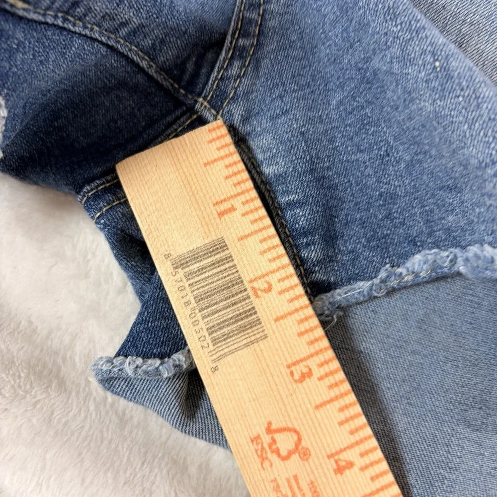 Ci‎ Song Denim Shorts Distressed Pearl embellished 13/31 Y2K style Festival Raw